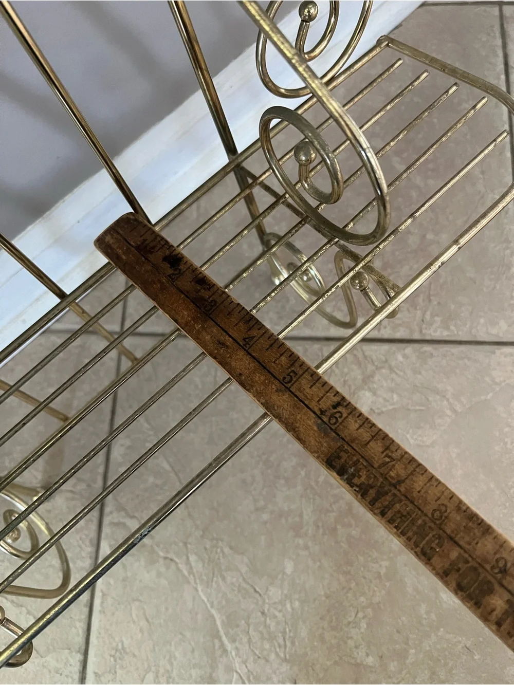 Vintage Brass 2-Tier Wall Shelf / Etagere with Scrollwork